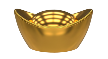 Golden Chinese ingot with sphere for wealth and prosperity evokes fortune and success in vibrant design for prosperous lunar year