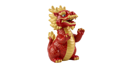 Auspicious red and gold Chinese dragon figurine, perfect for Lunar New Year celebrations and bringing good luck, fortune, and prosperity to your home