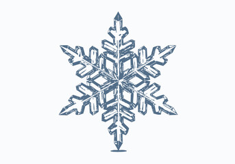 Detailed Blue Snowflake Illustration with SixPointed Symmetry and Textured Appearance.