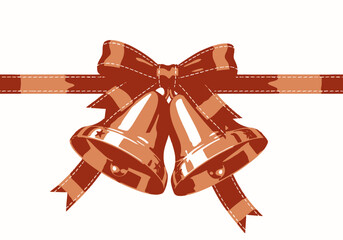 Festive Christmas Bells with Ribbon and Bow Decorative Holiday Design.