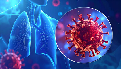 Coronavirus infection concept, lungs with virus, medical background, respiratory illness