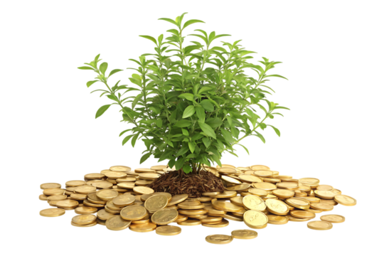 Plant with gold coins magic tree