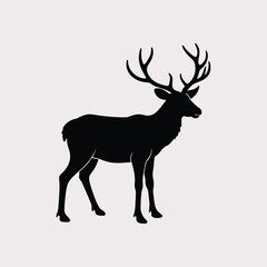 Majestic elk silhouette on a clean white background