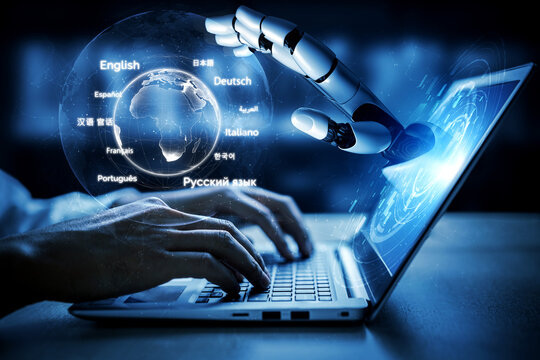 AI artificial intelligence bridges global language communication with multilingual virtual assistants, real-time languages translation, and digital tools for cultural connectivity. Vouch