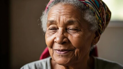 Joyful reflection: elderly woman's expressive journey through subtle emotion changes