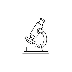 Scientific microscope line art illustration on a clean white background