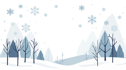  template featuring a serene winter background with a flat design style, incorporating gentle snowflakes, bare trees, and a soft color palette with png Transparent 