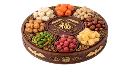 Festive lunar new year snack box filled with traditional sweets and treats perfect for celebrating the holiday and sharing with family