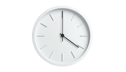 White minimalist round clock shows 400 against black