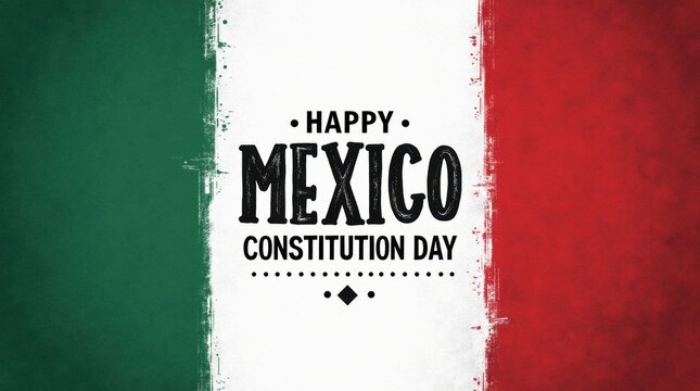 Happy mexico constitution day celebration with mexican flag background