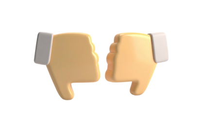 Cartoonish hands displaying thumbs down, mirrored
