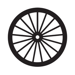 Simple Vintage Spoked Wheel Symbol Featuring Classic Circular Rim Design Ideal for Transportation Graphics, Bicycle Illustrations, Mechanical Icons, Retro Vehicle Concepts, and Minimalist Engineering 
