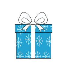 Blue Snowflake Gift Box with Ribbon – Winter Holiday Present Vector