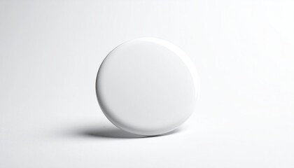 White round button, slightly angled on a plain background