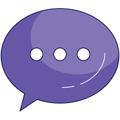 Purple Speech Bubble Icon With Three White Dots Representing Conversation Or Message On Transparent Background Vector Art