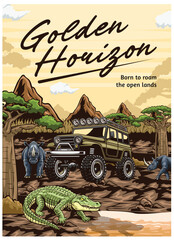Poster design with illustrations of wild animals that capture the wild nature of Africa and the freedom of adventure