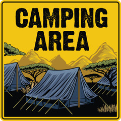 detailed illustration of the camping area sign