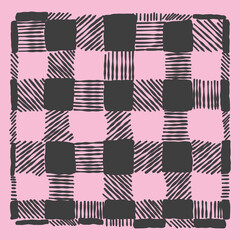 Checkered line pink and black pattern background fabric textile design print art editable