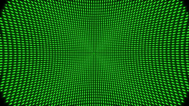 Green dot matrix tunnel pattern with radial depth effect, Futuristic digital light background