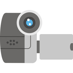 Gray Camcorder With Blue Lens And Transparent Background Recording Device For Video Production