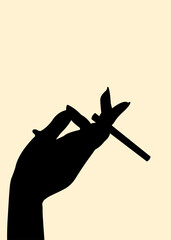 Silhouette of cigarette in woman finger concept design. sign of smoking area or warning. Vector illustration.