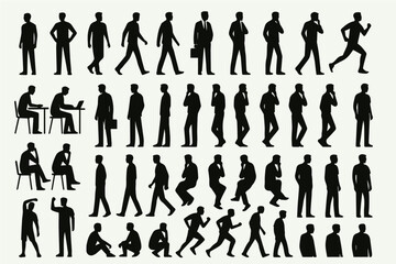 Man Silhouette Vector Set &ndash; 45 Black & White Male Figures