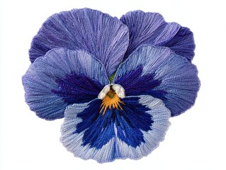 Close Up Of A Detailed Purple And Blue Pansy Flower With A White Background