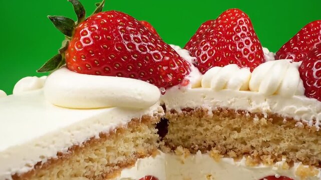 Delicious fresh strawberry cake with creamy frosting and soft sponge layers, perfect for celebrations.