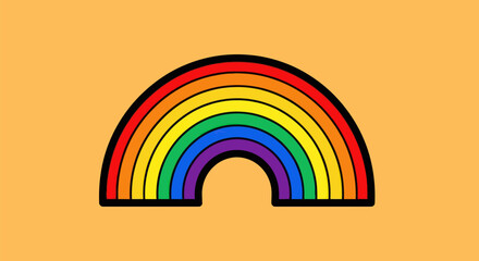 Vibrant Rainbow Arch Against a Warm Orange Background.