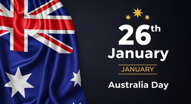 Celebrating australia day on january 26th with the australian flag and festive decorations on dark background
