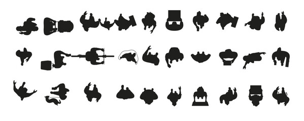 people top view frame people silhouette male and female