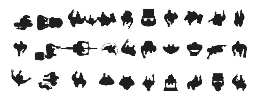 people top view frame people silhouette male and female