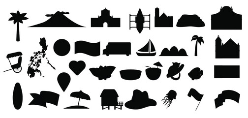 philippines icons set cartoon vector bohol tarsier