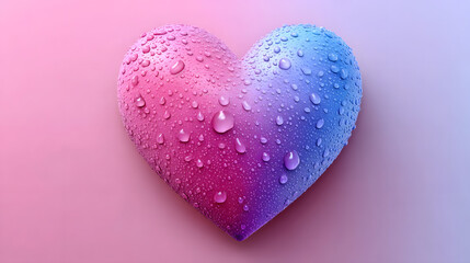 Obraz premium Pink Heart Mockup with Electric Blue and Purple Gradients and Condensation Effect