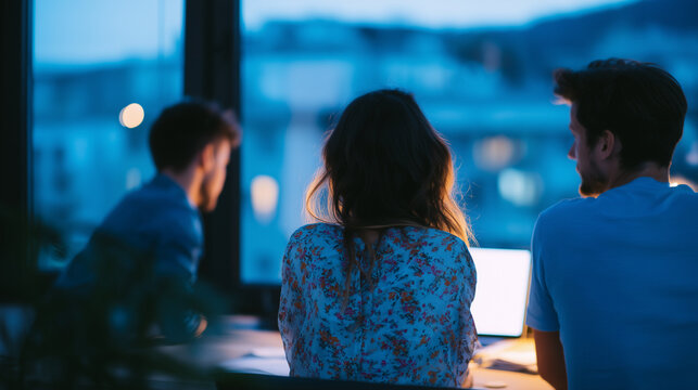 collaborative team working late in modern office 