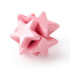 Cluster Of Glossy Pink Stars Against A White Background With Soft Studio Lighting
