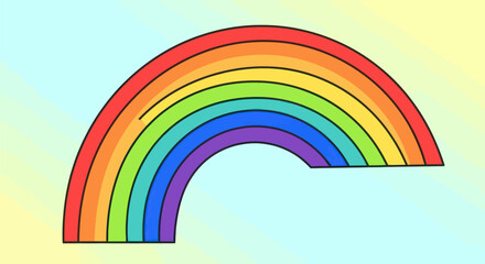 Vibrant Rainbow Arch with Distinct Color Bands.