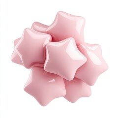 Cluster Of Pink Star Shaped Balloons Isolated On White Background