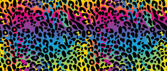 Rainbow leopard seamless pattern. © Zhusg