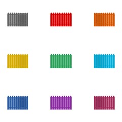 Wooden fence icon isolated on white background. Set icons colorful
