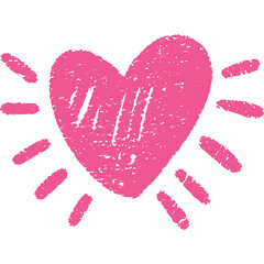 Hand Drawn Pink Heart With Radiating Lines Symbolizing Love And Affection On A Transparent Background