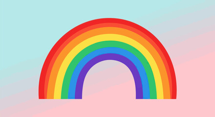 Vibrant seven color spectrum rainbow arch illustration.