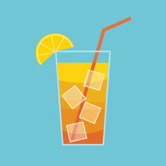 A vibrant illustration of a refreshing iced drink with a slice of lemon, perfect for summer afternoons, showcasing simplicity and enjoyment.