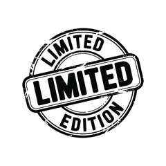 Circular rubber stamp graphic with the words limited edition stamped in black ink