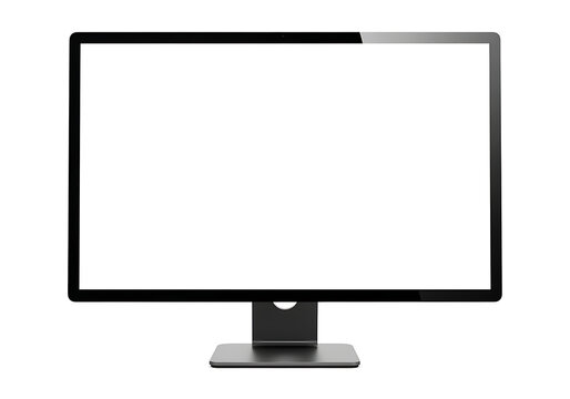 Modern desktop computer monitor with blank white screen isolated on transparent background, perfect for ui/ux design mockups