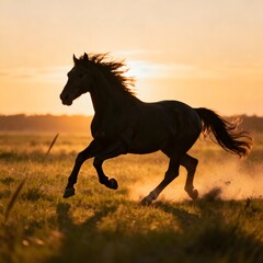 horse in the sunset