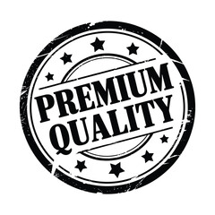 Circular stamp graphic with premium quality text and stars