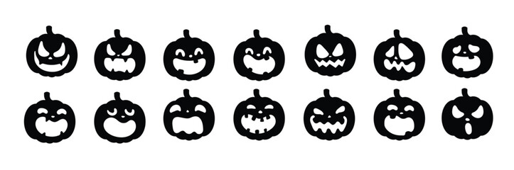 Yellow pumpkin vector for carving scary ghost faces for Halloween.