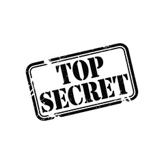 Distressed black top secret stamp on white background for confidential information