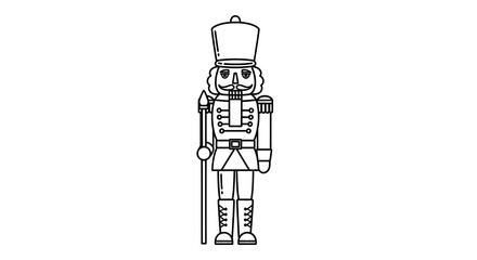Nutcracker Soldier Christmas Ornament Line Art